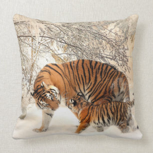 Almofada Travesseiro decorativo Tiger Madre e Cub 20" x 20"