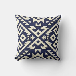 Almofada Travesseiro decorativo Tribal Aztec em bege e azul