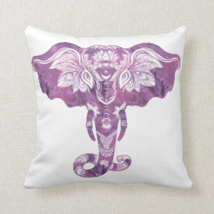 Almofada Travesseiro decorativo tribal roxo do elefante do