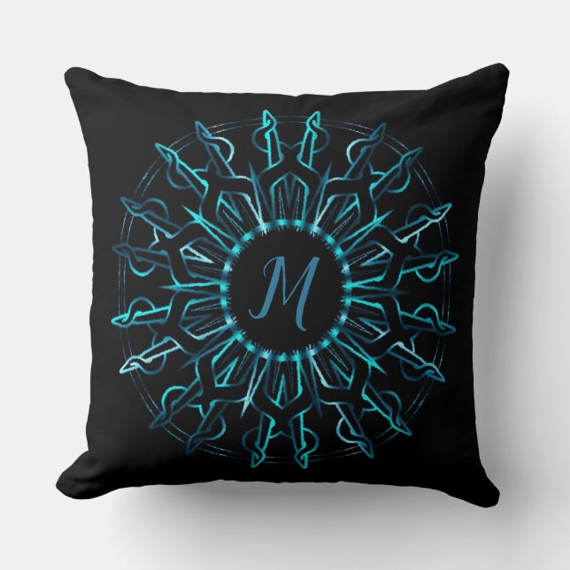 Almofada Travesseiro decorativo Tribal Teal Sun (Frente)