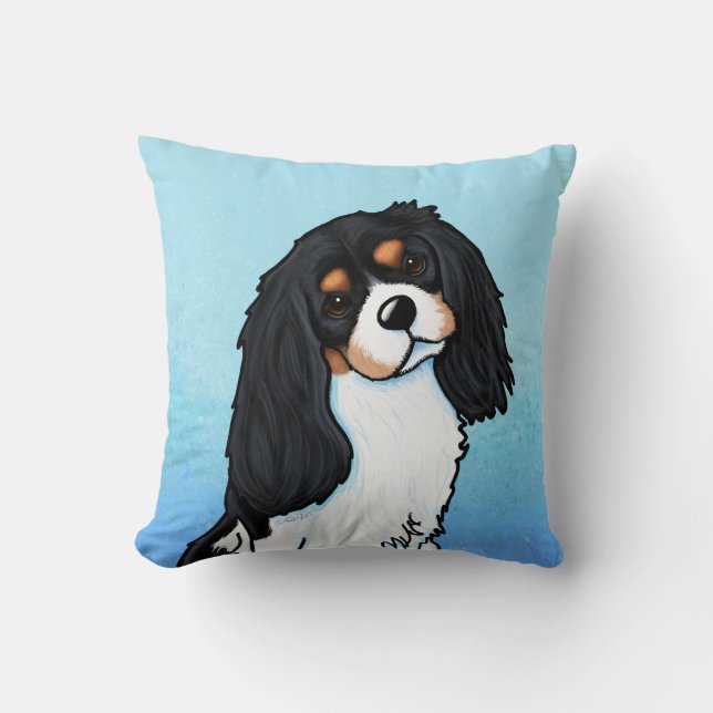 Almofada Travesseiro decorativo Tricolor Cavalier Spaniel (Frente)