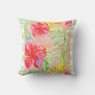 Almofada Travesseiro decorativo Tropical de Flores de Hibis