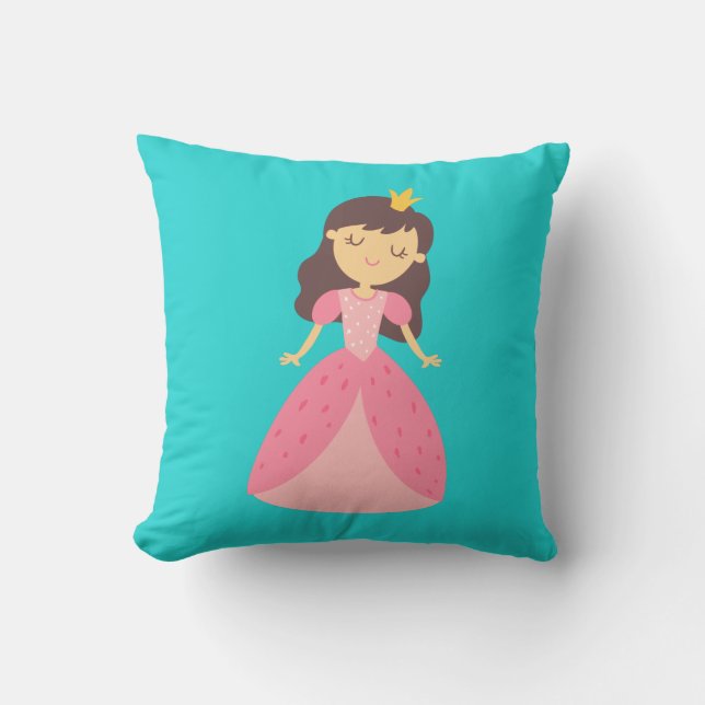 Almofada Travesseiro decorativo Turquesa e Princesa Rosa (Frente)