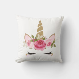 Almofada Travesseiro Decorativo Unicórnio Dourado Floral Fo