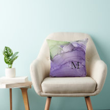 Travesseiro decorativo Verde Abstrato Roxo Nomeado