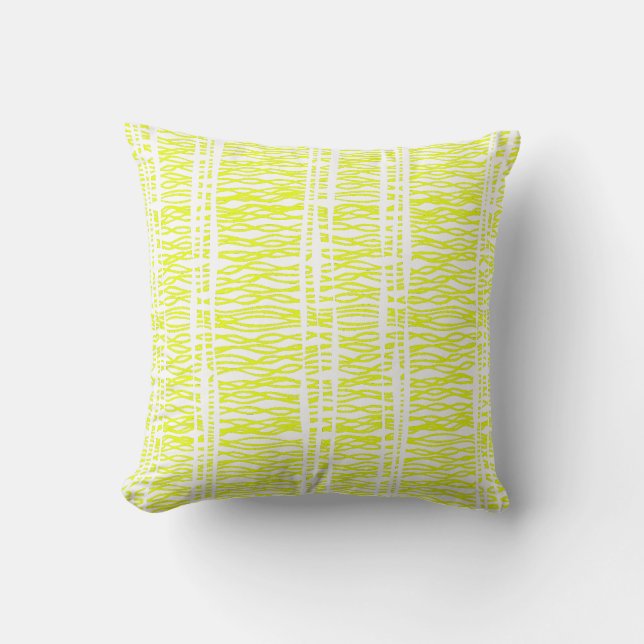 Almofada Travesseiro decorativo verde amarelo-claro com tec (Frente)