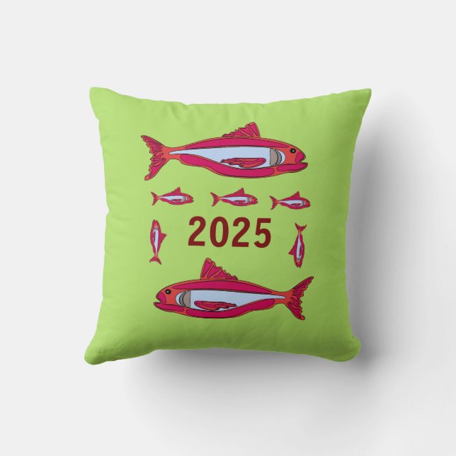 Almofada Travesseiro decorativo Verde com Peixe Vermelho 20 (Verso)