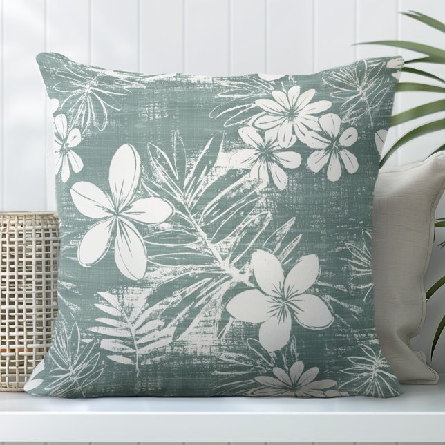 Almofada Travesseiro decorativo Verde de Flores Tropicais (Criador carregado)
