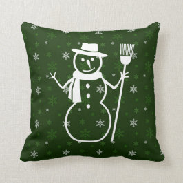 Almofada Travesseiro decorativo verde do boneco de neve