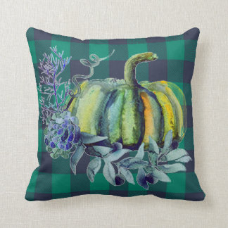 Almofada Travesseiro decorativo verde e azul da abóbora da