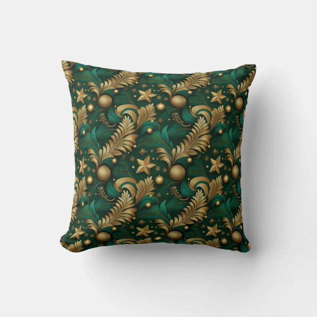 Almofada Travesseiro decorativo verde e Dourado (Frente)