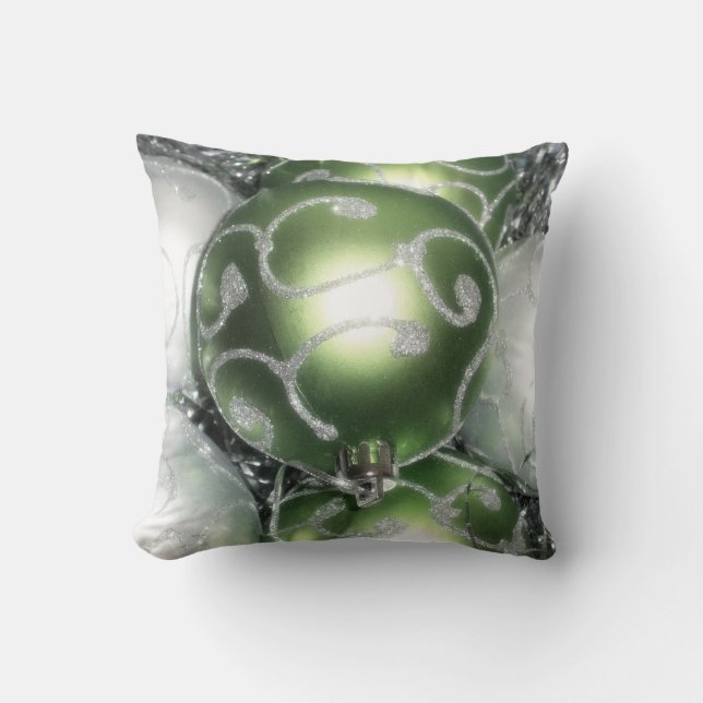 Almofada travesseiro decorativo 'Verde e Silver Sparkle' (Frente)