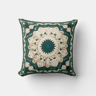 Almofada Travesseiro Decorativo Verde Escuro e Branco