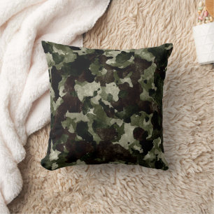 Almofada Travesseiro decorativo Verde Marrom Camuflagem