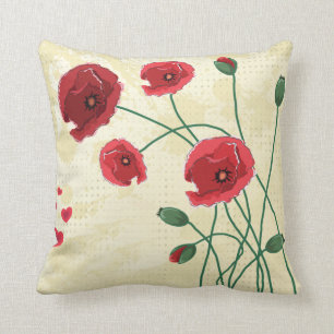 Almofada travesseiro decorativo vermelho das papoilas