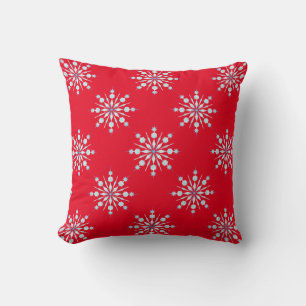 Almofada Travesseiro decorativo Vermelho/Flocos de neve