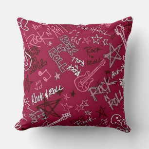 Almofada Travesseiro decorativo Vermelho Rock & Roll Rock S