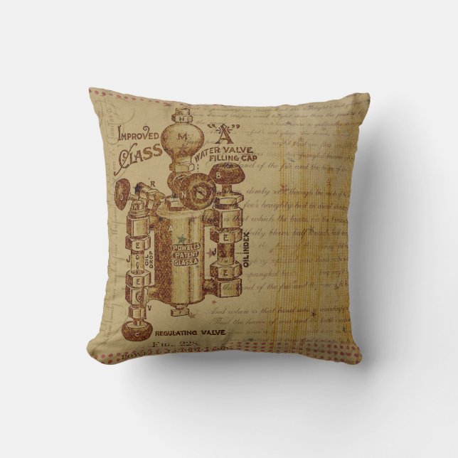 Almofada Travesseiro decorativo Vintage Blueprint (Frente)