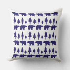 Almofada TRAVESSEIRO DECORATIVO Vintage POLAR BEARS E ÁRVOR