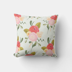 Almofada Travesseiro decorativo Vintage Watercolor Peonies