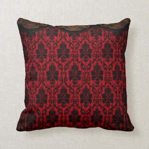 Almofada Travesseiro decorativo Vitoriano Vermelho e Negro