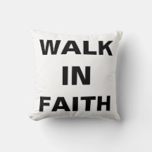 travesseiro decorativo "WALK IN FAITH" 16x16 poleg