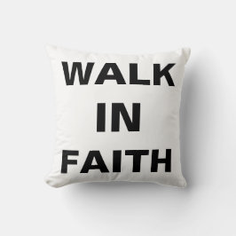 Almofada travesseiro decorativo "WALK IN FAITH" 16x16 poleg