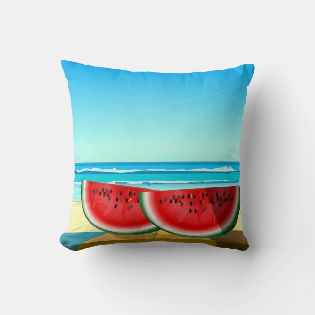 Almofada Travesseiro decorativo Watermelon Beach Summer Vib (Frente)