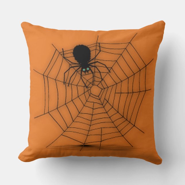 Almofada Travesseiro decorativo Web de aranha Orange Hallow (Frente)