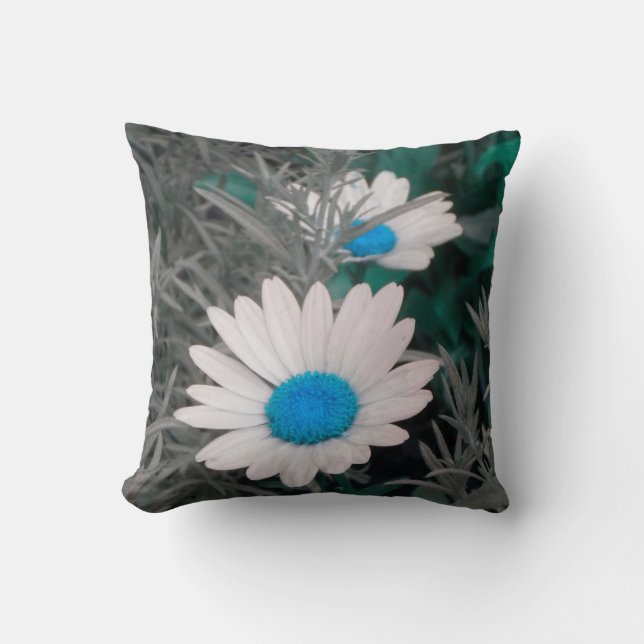 Almofada Travesseiro decorativo White Daisies (w/Blue) *rev (Frente)