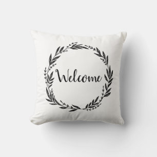 Almofada Travesseiro decorativo Wreath Bem-Vindo