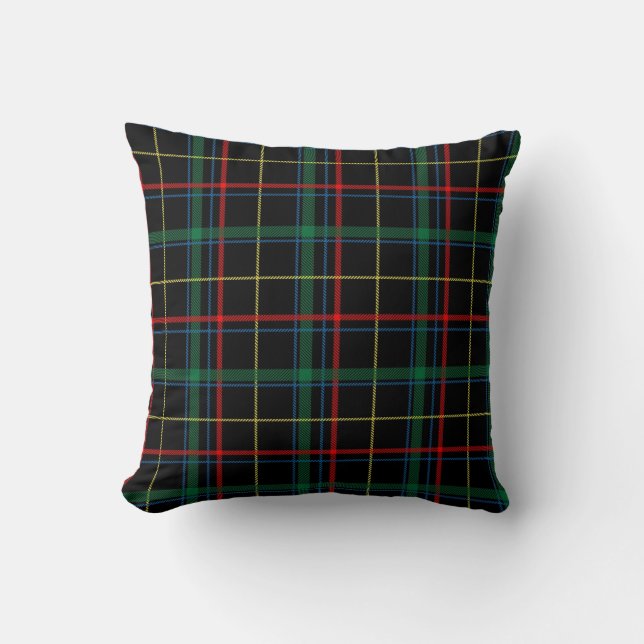 Almofada Travesseiro decorativo Xadrez preto Tartan ou Impr (Frente)