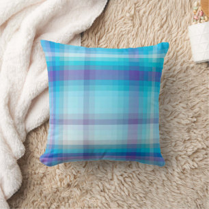 Almofada Travesseiro Decorativo Xadrez Roxo Azul Céu