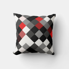 Almofada Travesseiro diagonal vermelho branco preto