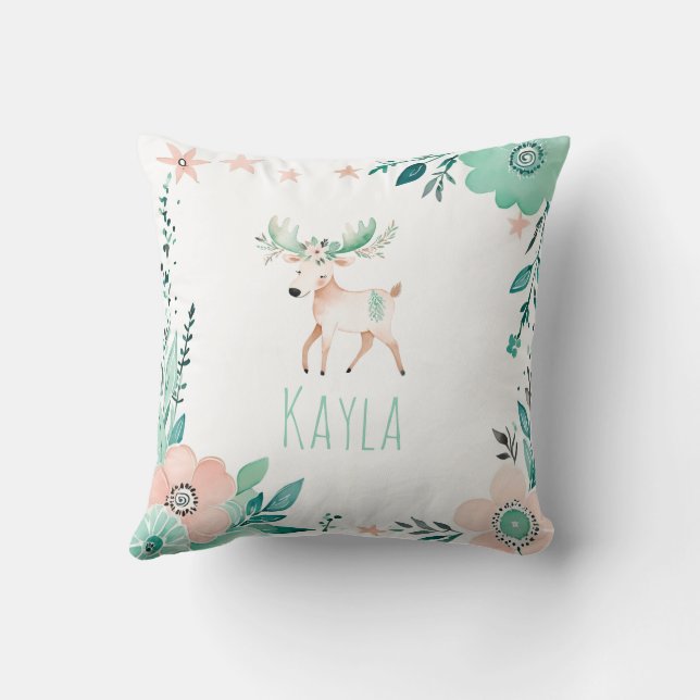 Almofada Travesseiro do Boho Baby Moose Verde Pastel (Verso)