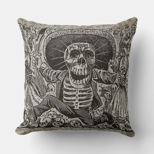 Almofada Travesseiro do Dia dos Mortos - José Guadalupe Pos (Frente)
