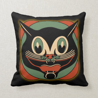 Almofada Travesseiro do gato preto do art deco do vintage