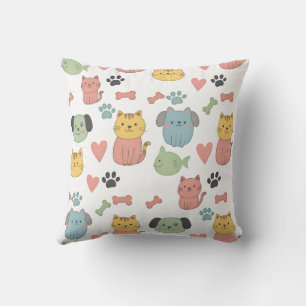 Almofada Travesseiro do padrão de desenho de gatos e cães