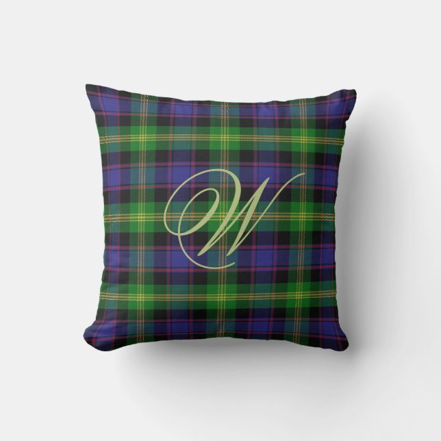 Almofada Travesseiro do Tartan do monograma de Watson (Frente)