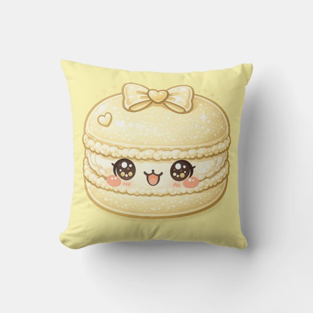Almofada Travesseiro Doce Macaron Amarelo Kawaii (Frente)
