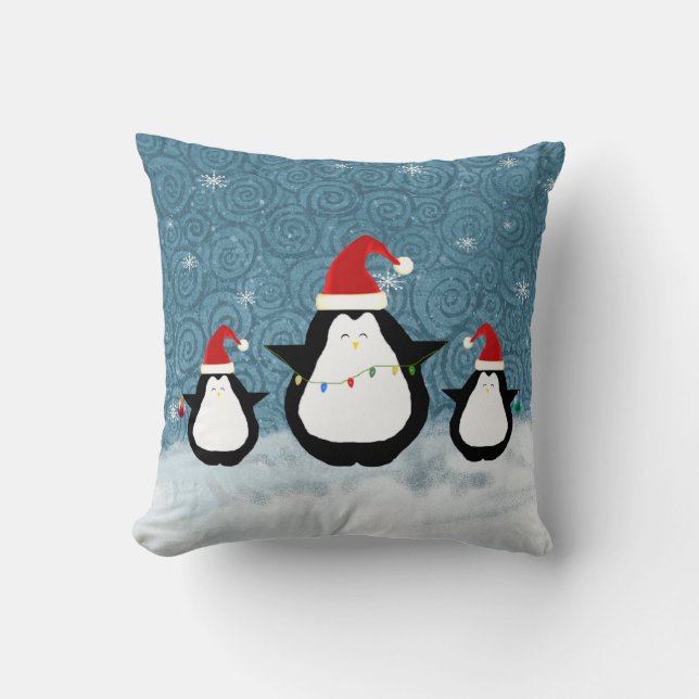 Almofada Travesseiro dos Pinguins de Natal (Frente)