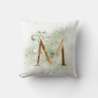 Almofada Travesseiro Dourado Monograma Floral M