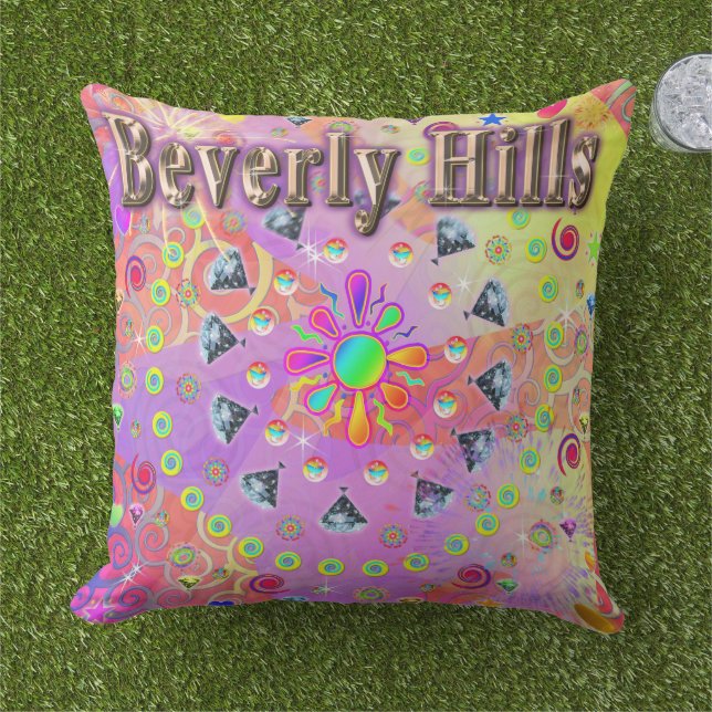 Almofada Travesseiro Dourado Sortudo de Beverly Hills (Grama)