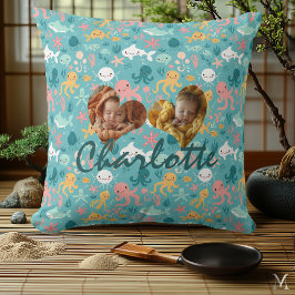 Almofada Travesseiro duplo de fotos e padrão do oceano Kawa