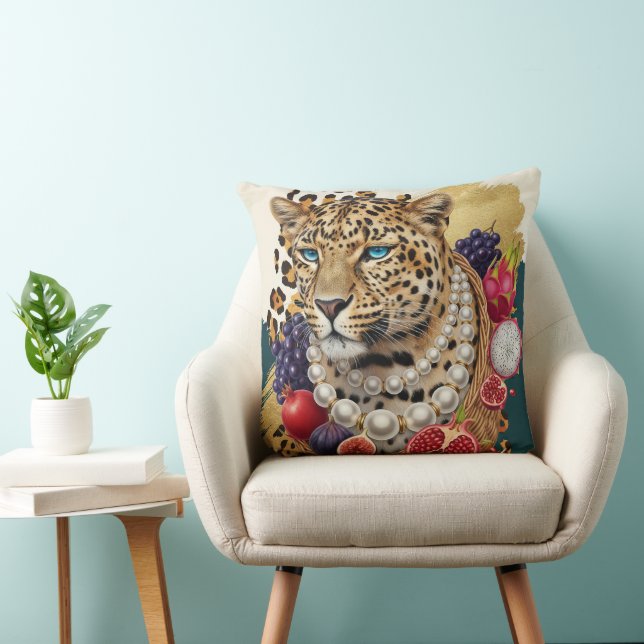 Almofada Travesseiro Eclectico Leopardo com Pérolas, Ma Chi (Cadeira)