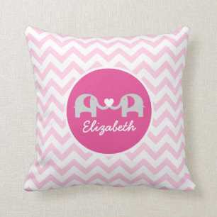 Almofada Travesseiro Elefante Personalizado Chevron Rosa