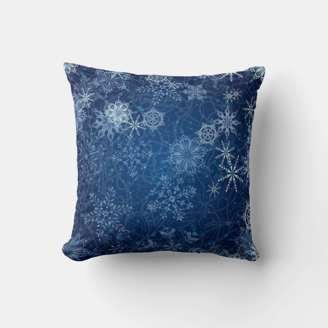 Almofada Travesseiro Elegante de Floco de Neve Azul! (Frente)