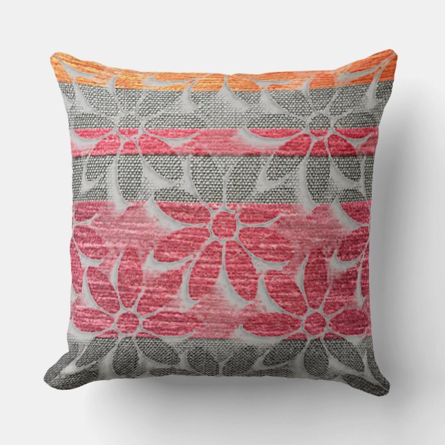 Almofada Travesseiro Estampado com Algodão Flor de Três Cor (Frente)