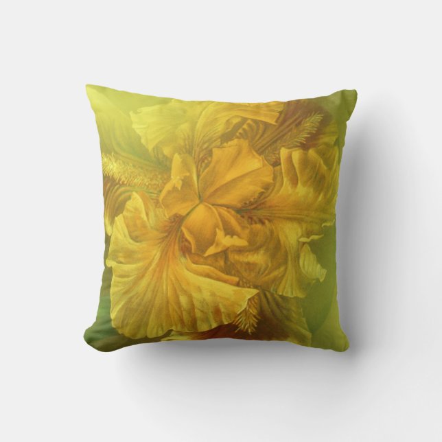 Almofada Travesseiro estampado com flor amarela de íris bel (Frente)