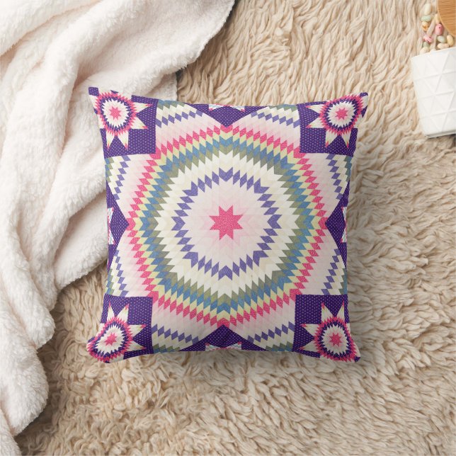 Almofada Travesseiro Estampado Star Quilt Roxo (Cobertor)